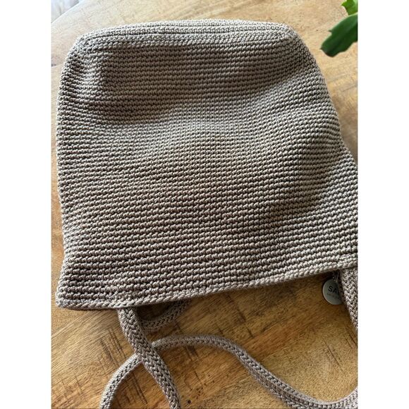 The Sak Crochet Shoulder Bag Taupe Woven Boho Casual Everyday Purse - Picture 9 of 10